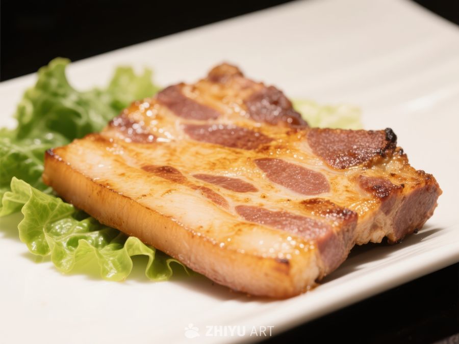 煎制五花肉配生菜
