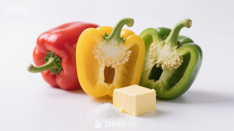 彩椒与黄油静物摆拍