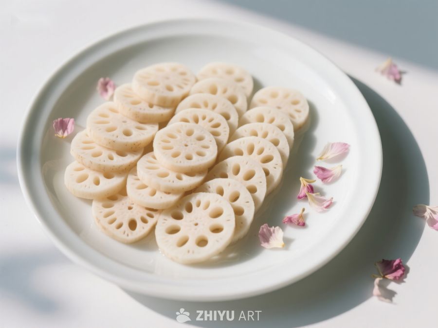 莲藕片摆盘，花瓣点缀 225