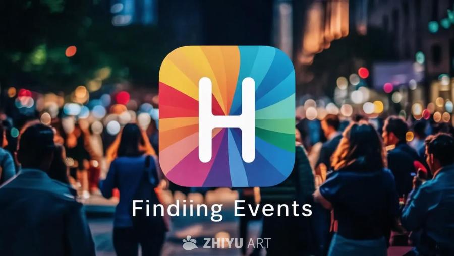 一个带有白色字母“H”的彩色应用图标，背景是模糊的