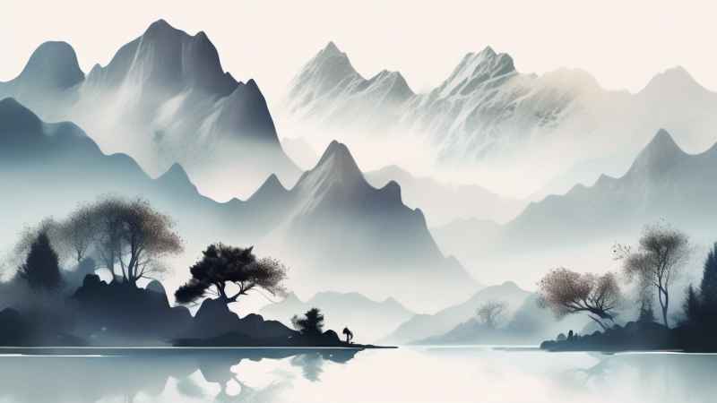 国潮山水插画风景图 43