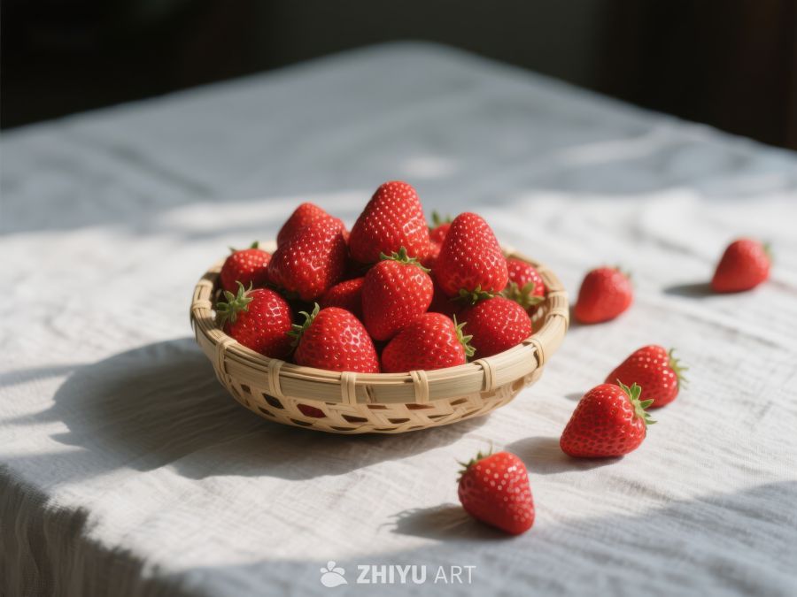 竹篮中的新鲜草莓 713