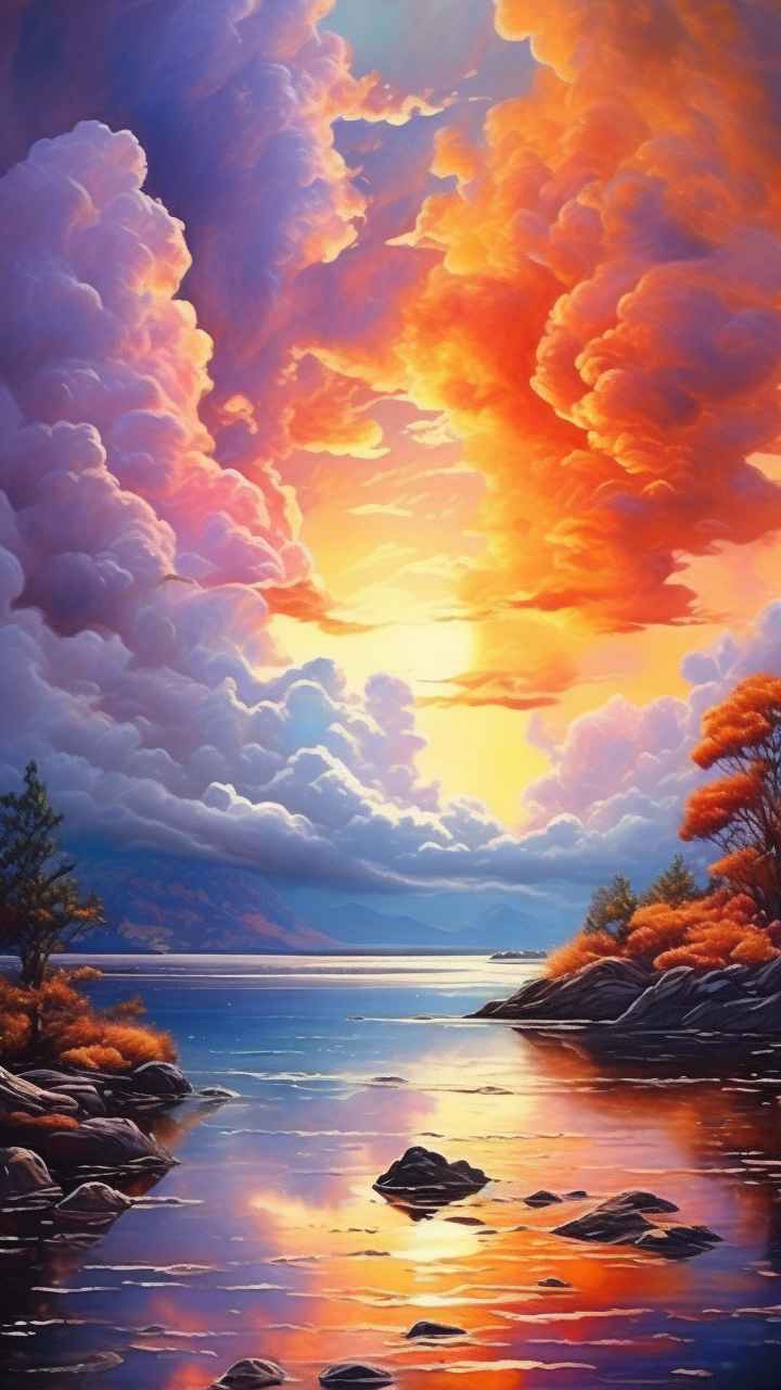 火烧云自然主题插画 20