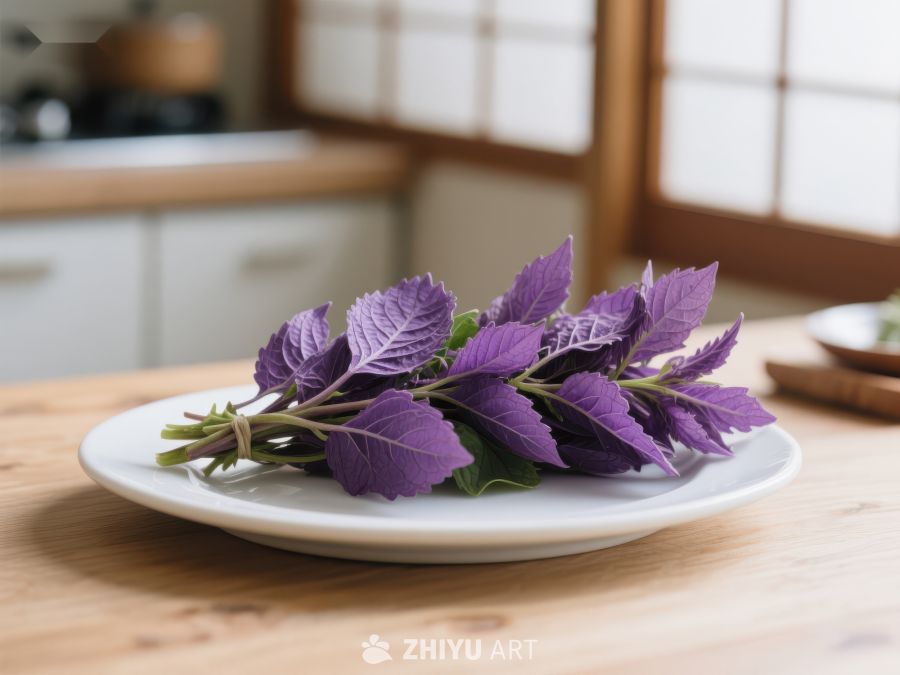 紫色香草置于白色盘中 735