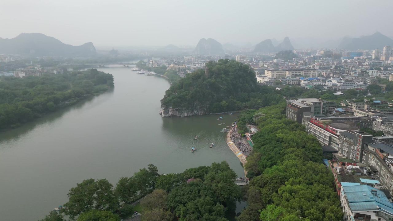 广西桂林山水风光航拍 