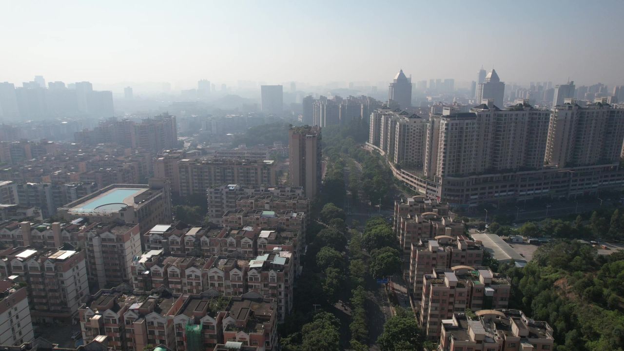 广东江门城市大景航拍