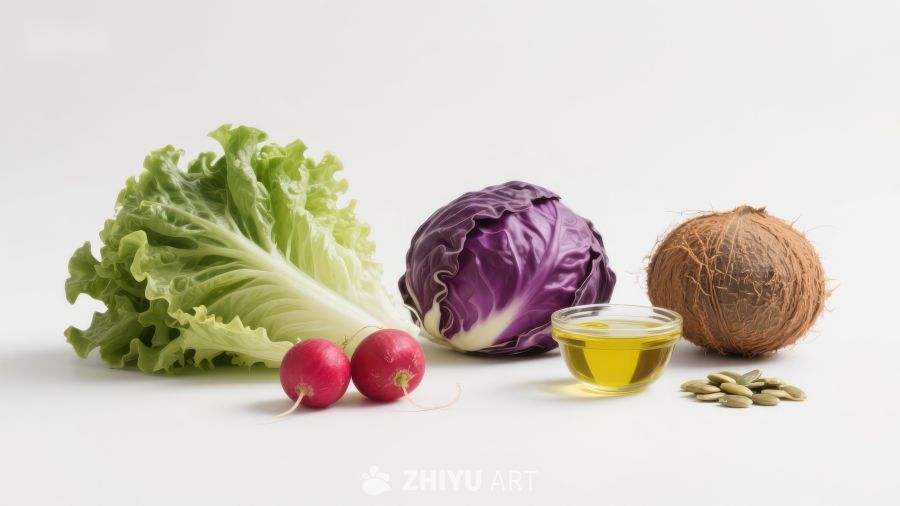 新鲜蔬菜与椰子油组合