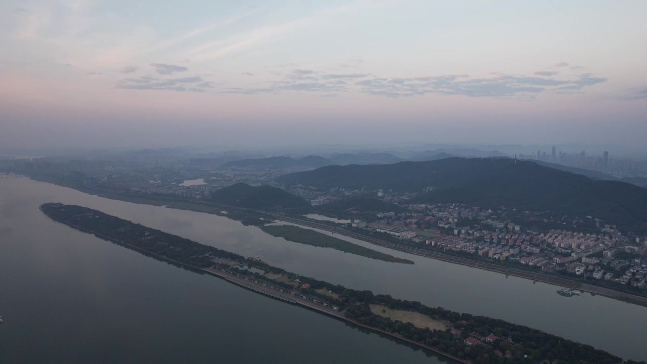 湖南长沙清晨日出航拍