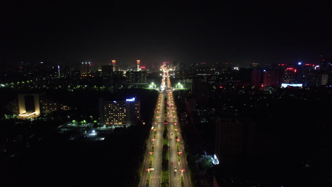 城市高架桥夜景交通航拍