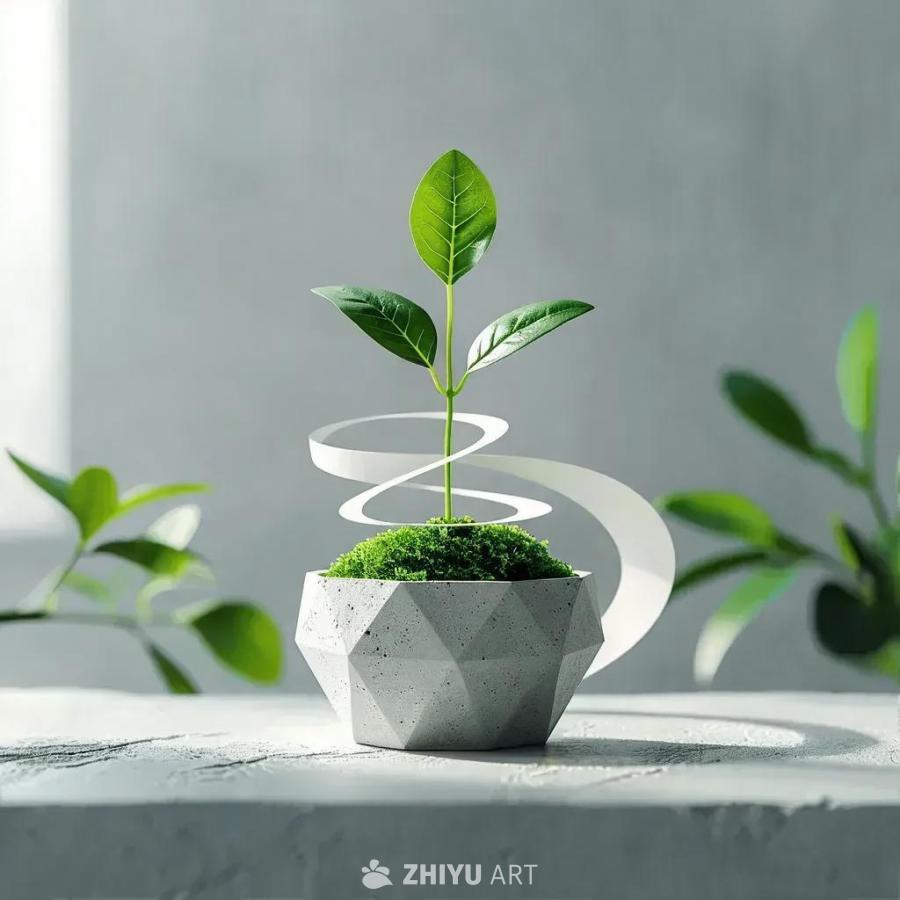 一个极简主义设计，以发芽的种子或幼苗为特色。 使用