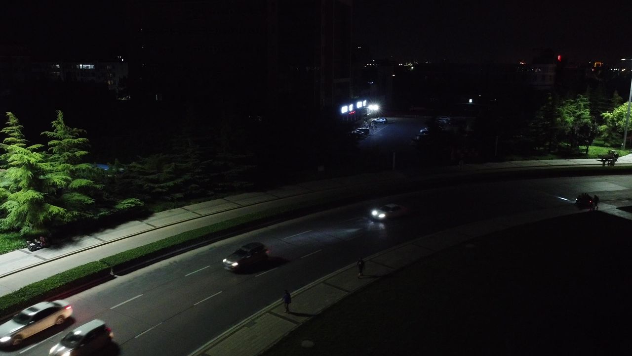 小城夏日夜晚乘凉航拍素材