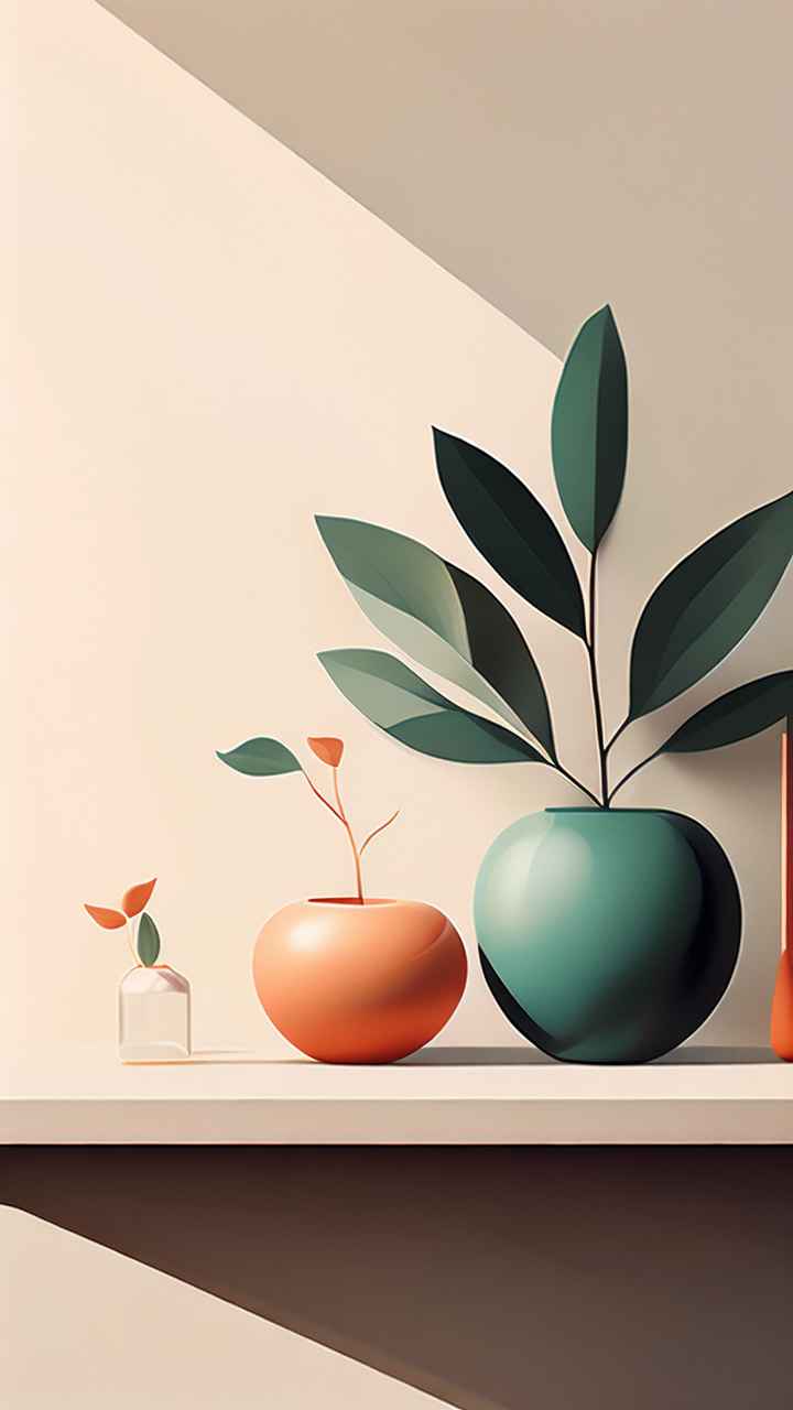 极简主义元素花朵和树枝插画