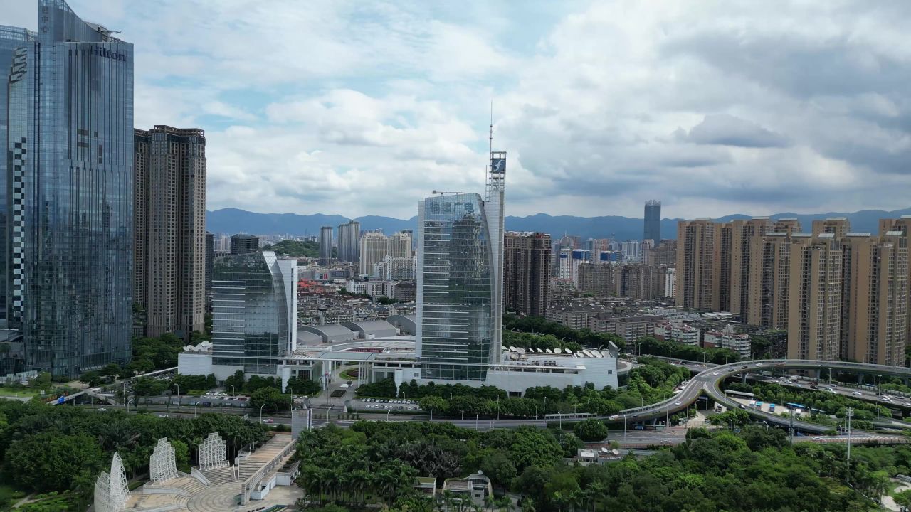 航拍福州闽江北岸中央商务区
