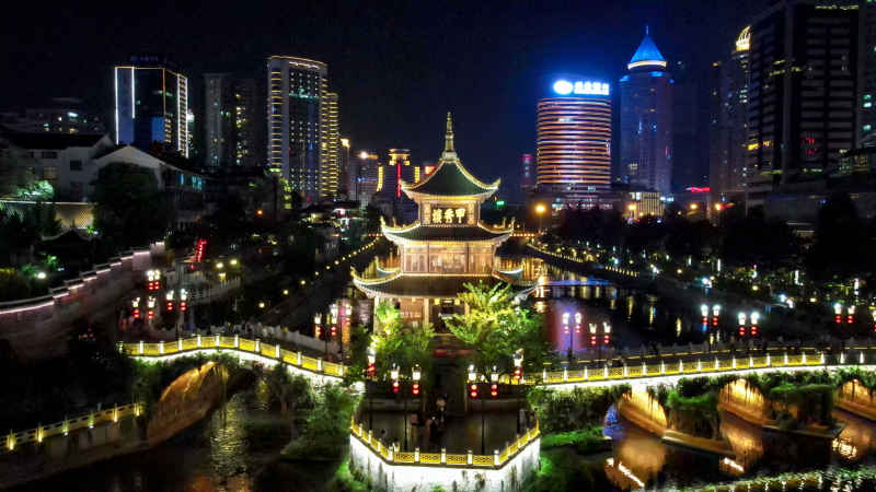 贵州贵阳城市风光航拍图 