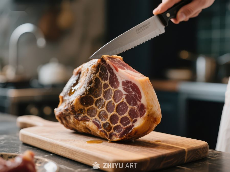 切割腌制火腿的瞬间 467