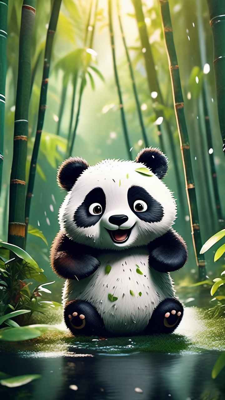 竹林背景雨林熊猫 70