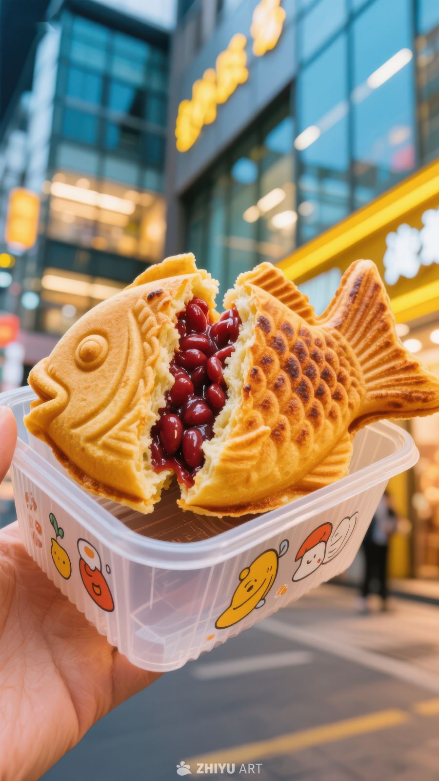 街头美食：鱼形红豆饼