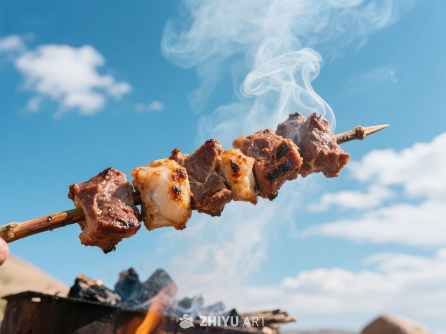 户外烧烤：烟熏肉串