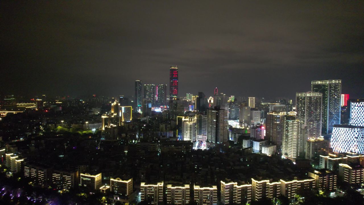 柳州城市夜景灯光航拍