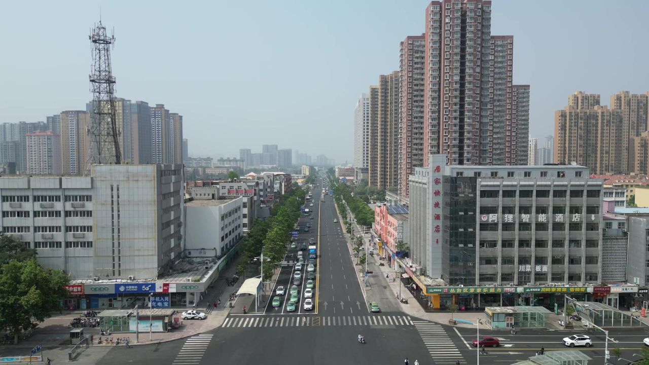 河北邯郸火车站建筑交通航拍