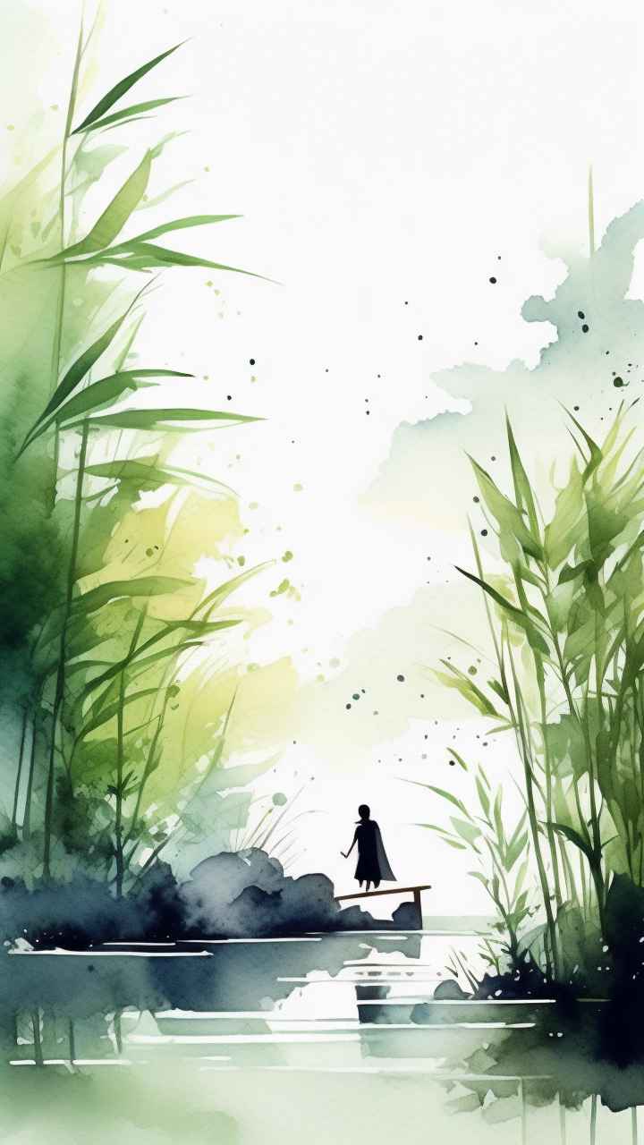 绿竹水墨插画背景图 78