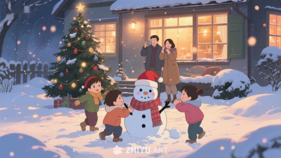 冬夜家庭欢聚，共筑雪人迎圣诞 42