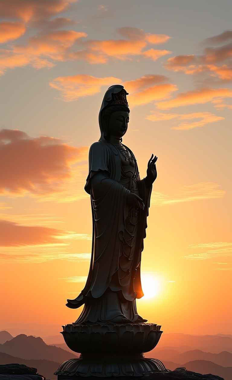 夕阳黄昏下的观音庄严 8