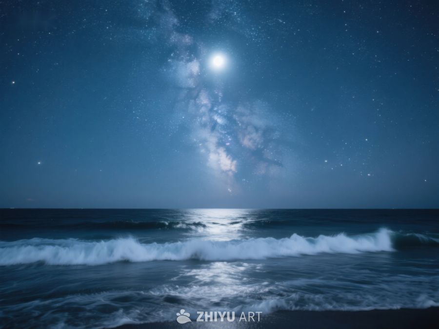 月光下的海浪与星空 563