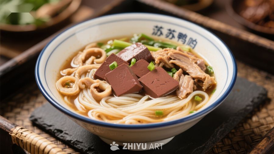 美味鸭血粉丝汤，传统中式小吃