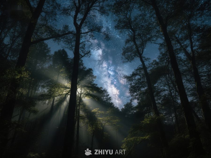 夜空森林，星光与晨光交织 259