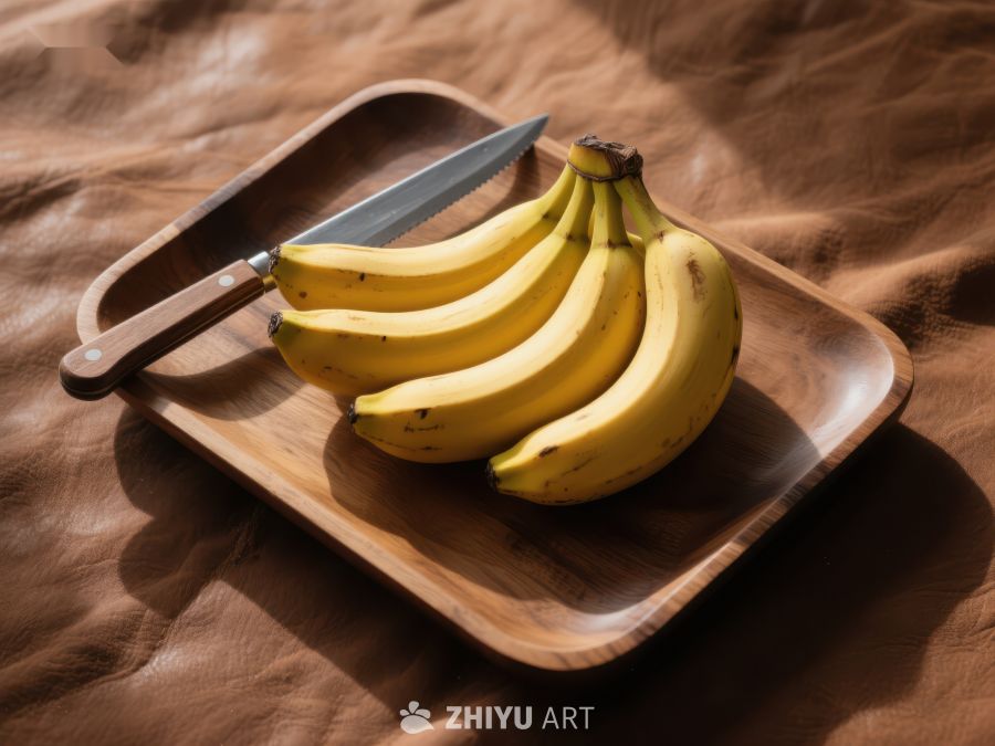 木盘上的香蕉与刀具 249