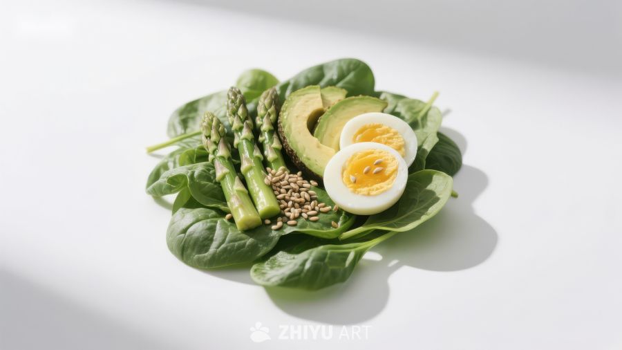 绿色健康沙拉配鳄梨鸡蛋