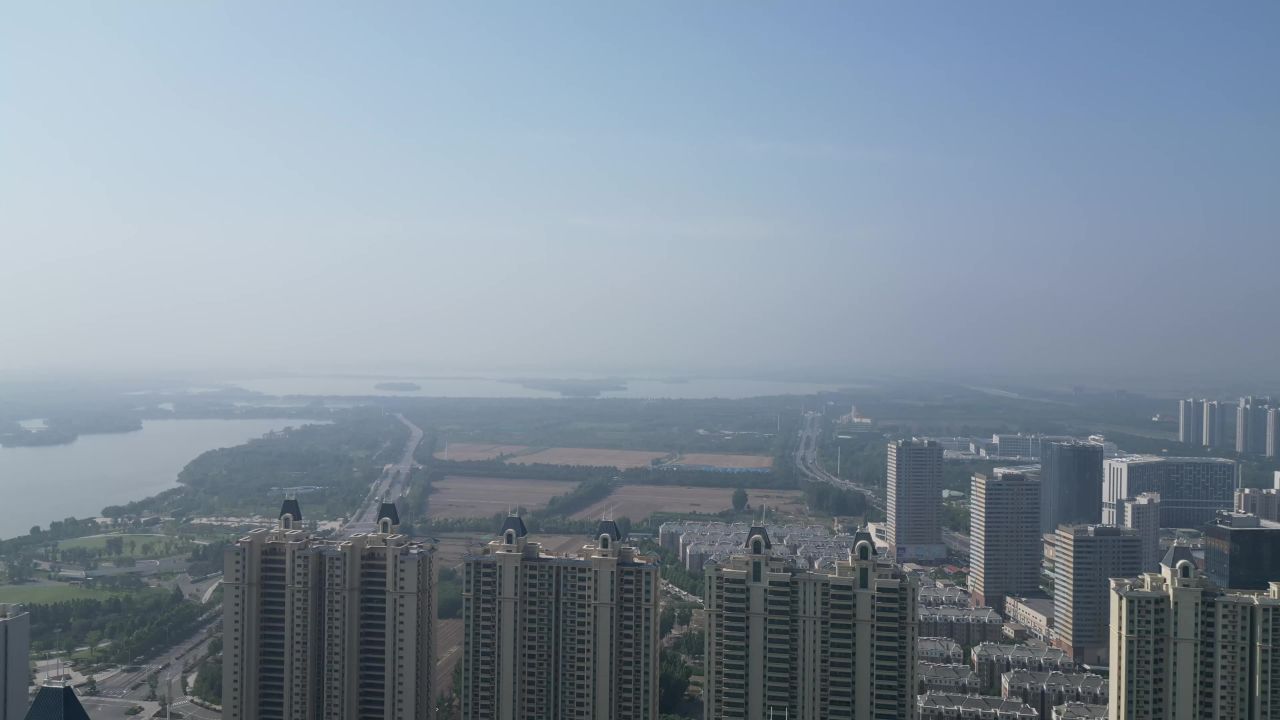 航拍山东济宁城市建设