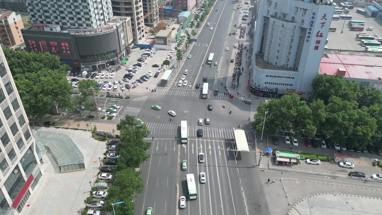 河北邯郸火车站建筑交通航拍