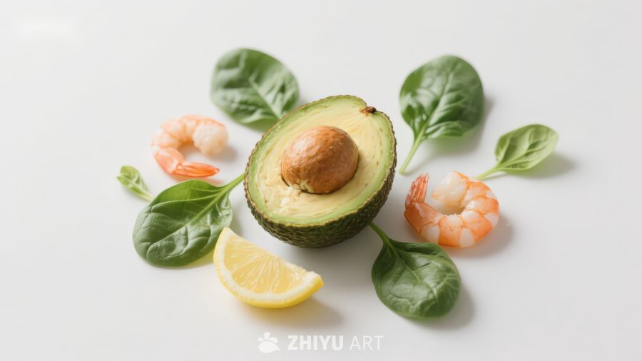 牛油果虾仁柠檬配菜