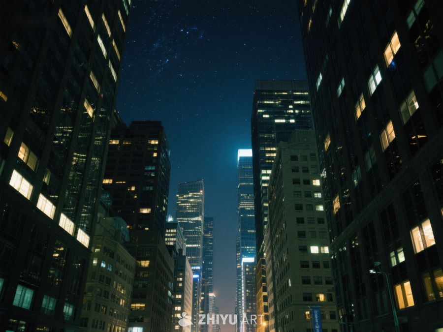 夜幕下的城市高楼 419