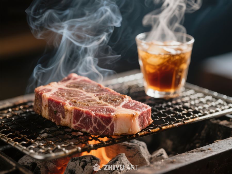 炭火烤肉与冰镇饮品