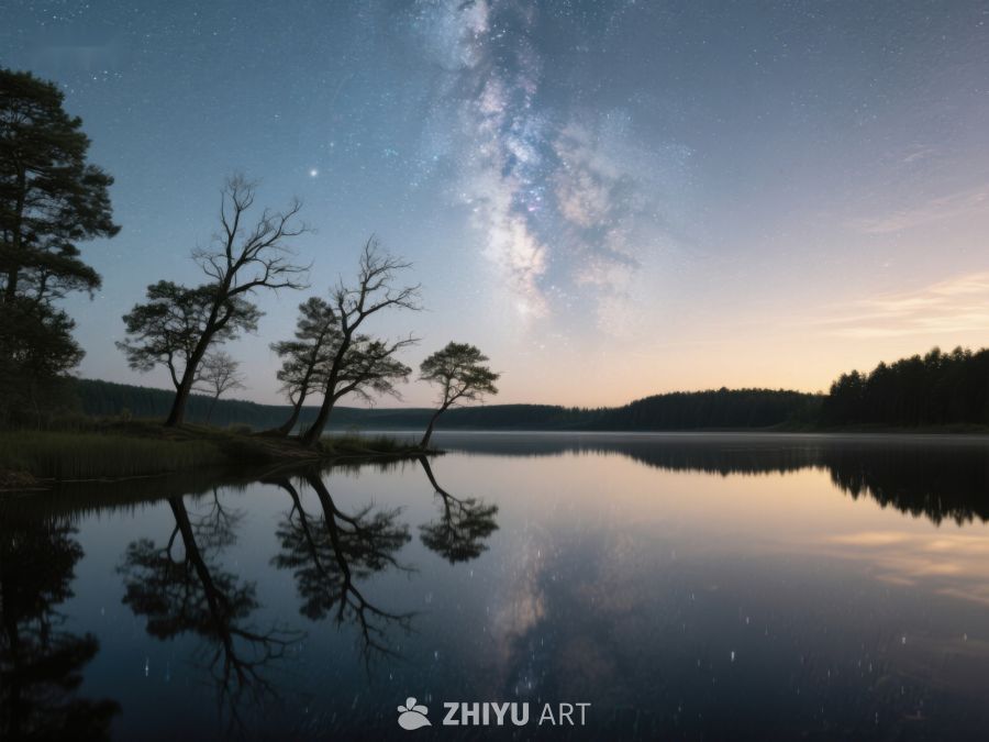 星河映湖，静谧夜景 146