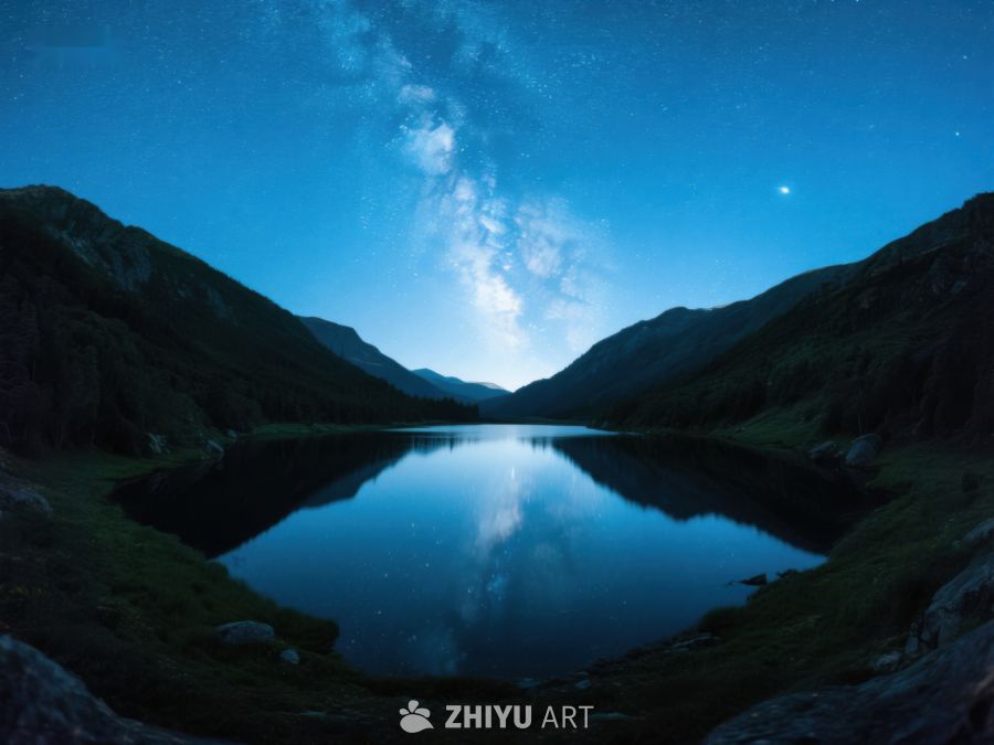 夜空下的山湖倒影 378