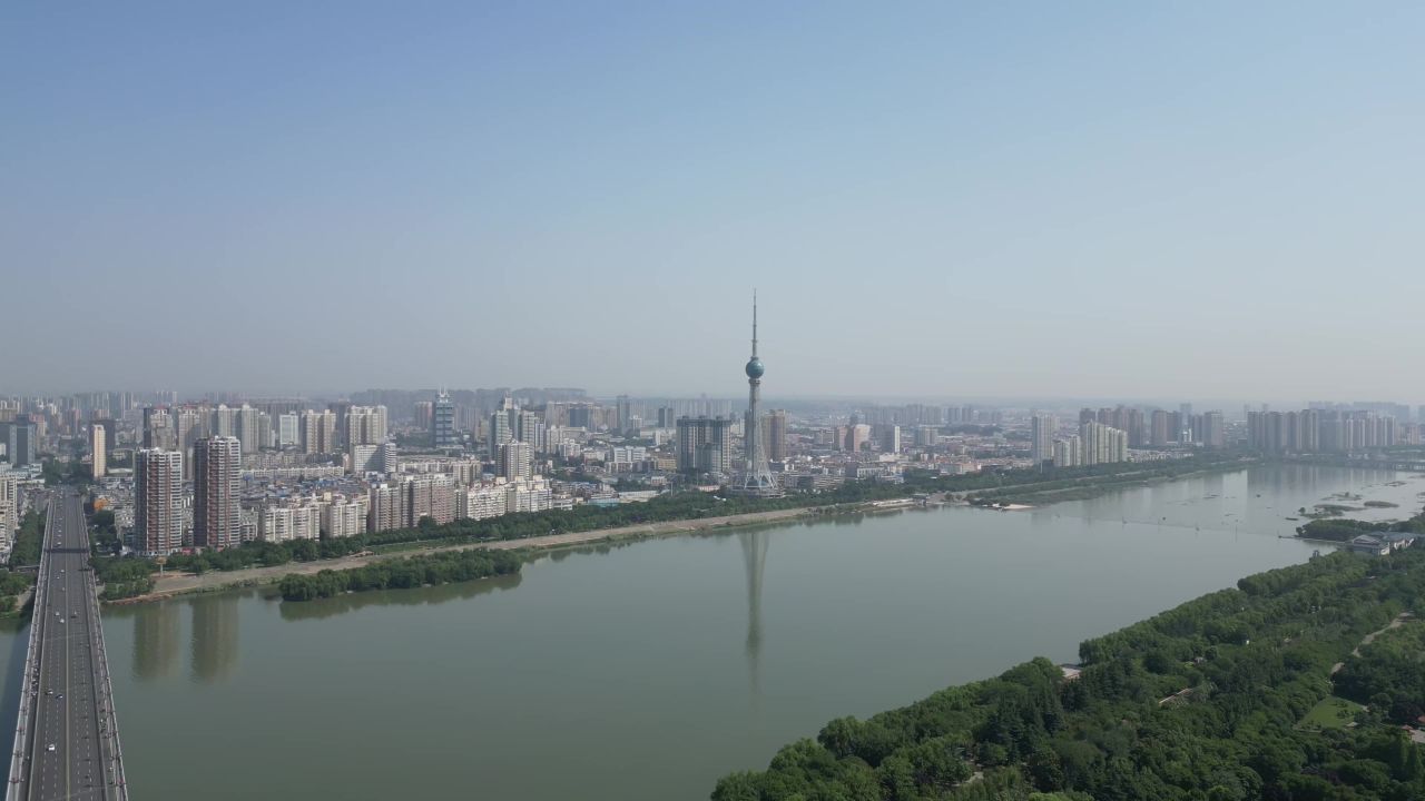 河南洛阳城市风光航拍 