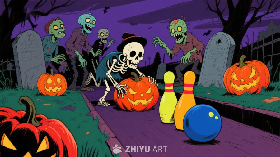万圣节骷髅保龄球