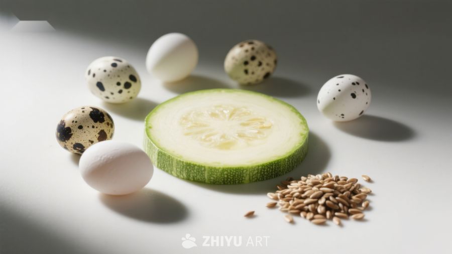 蔬菜与蛋类静物组合