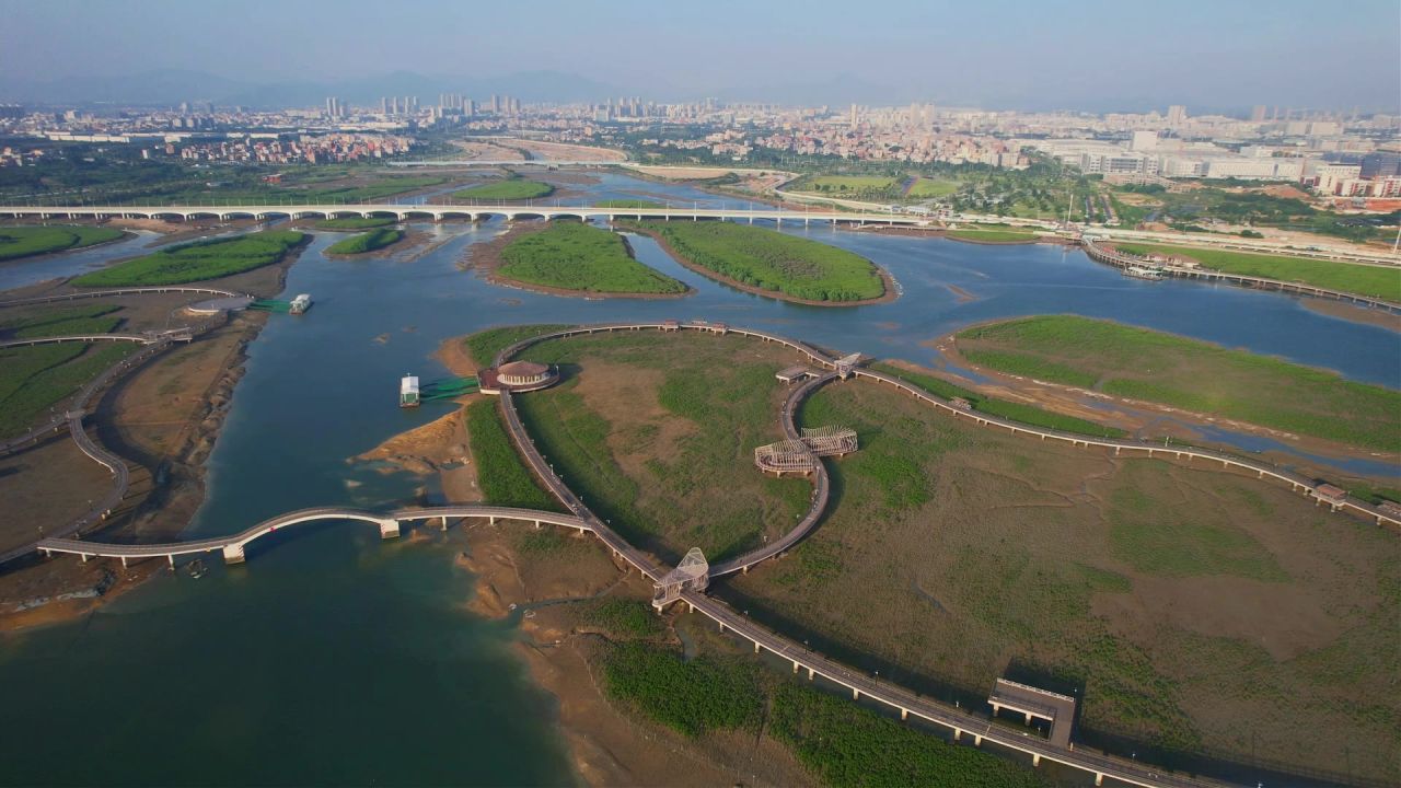 厦门航拍下潭尾湿地公园