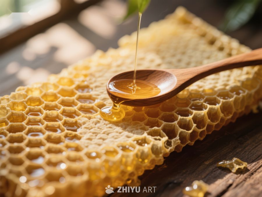 蜂蜜滴落蜂巢，木勺盛满甜蜜 234