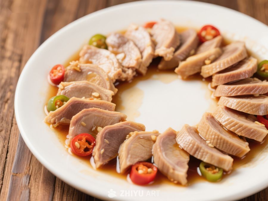 酱汁鸭肉片配红辣椒和青椒 407