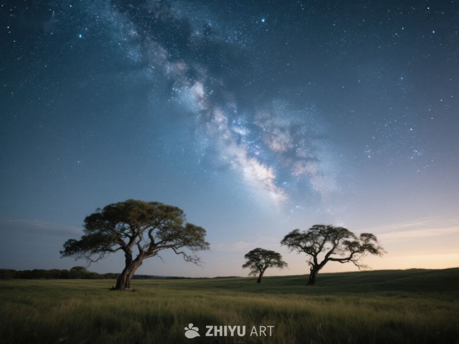 星空下的孤树与草原 167