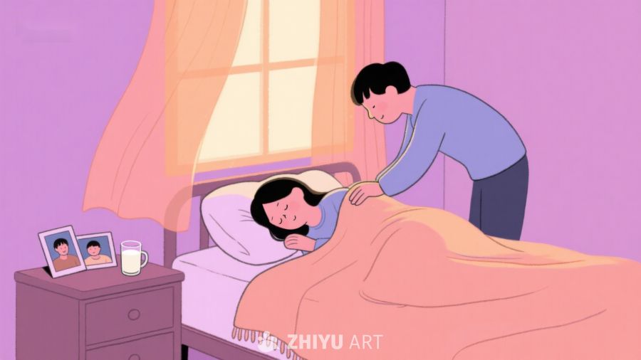 温馨时刻：男子为熟睡女子盖被 450