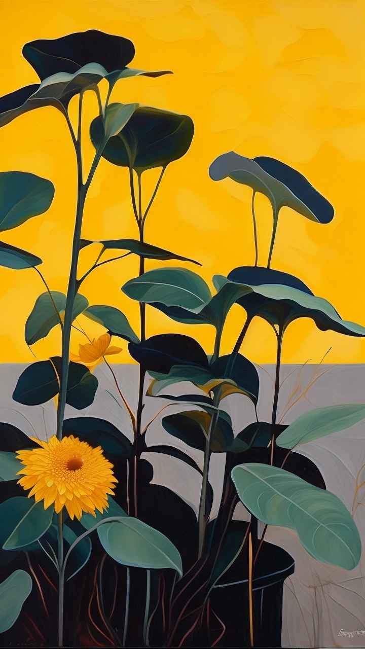 植物抽象黄色静态插画 40