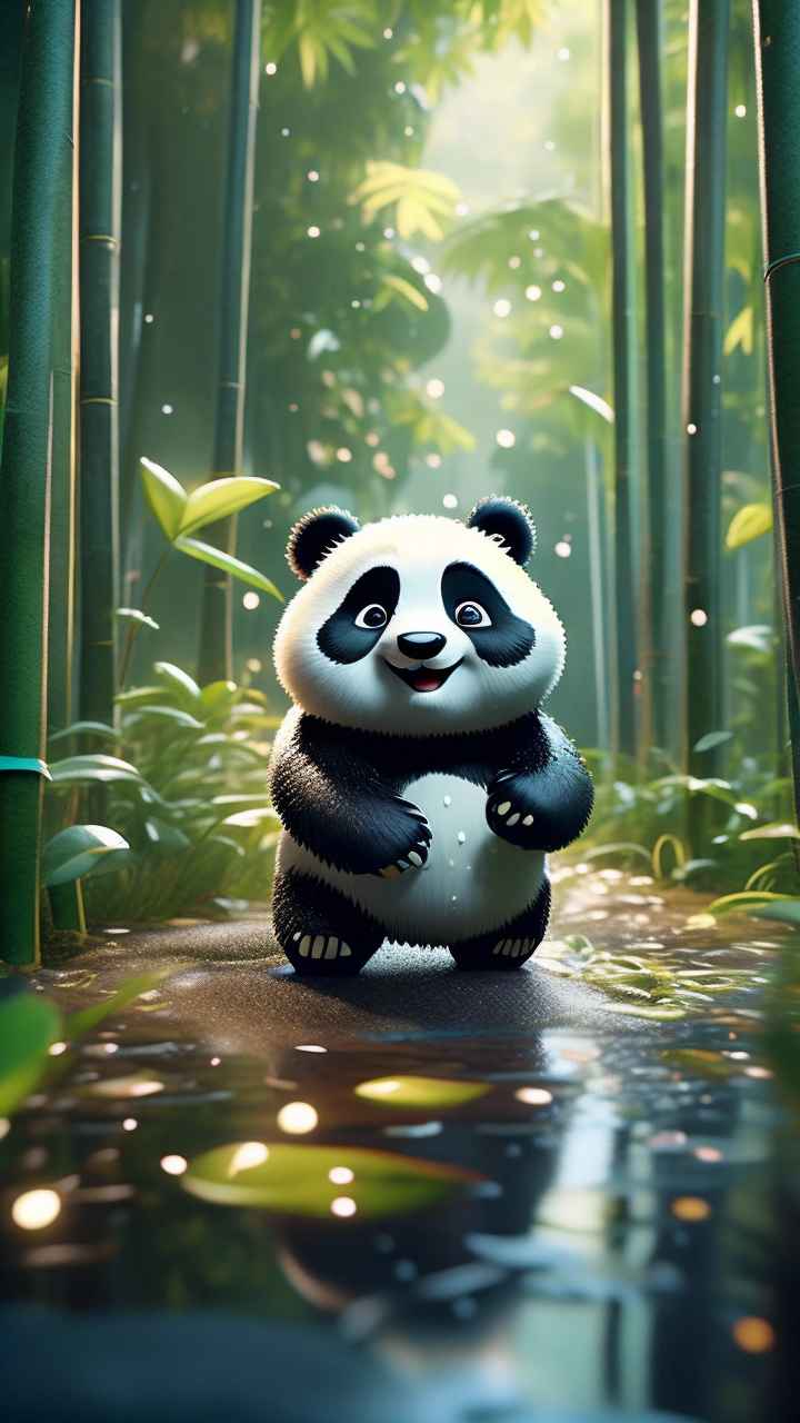 竹林背景雨林熊猫 64