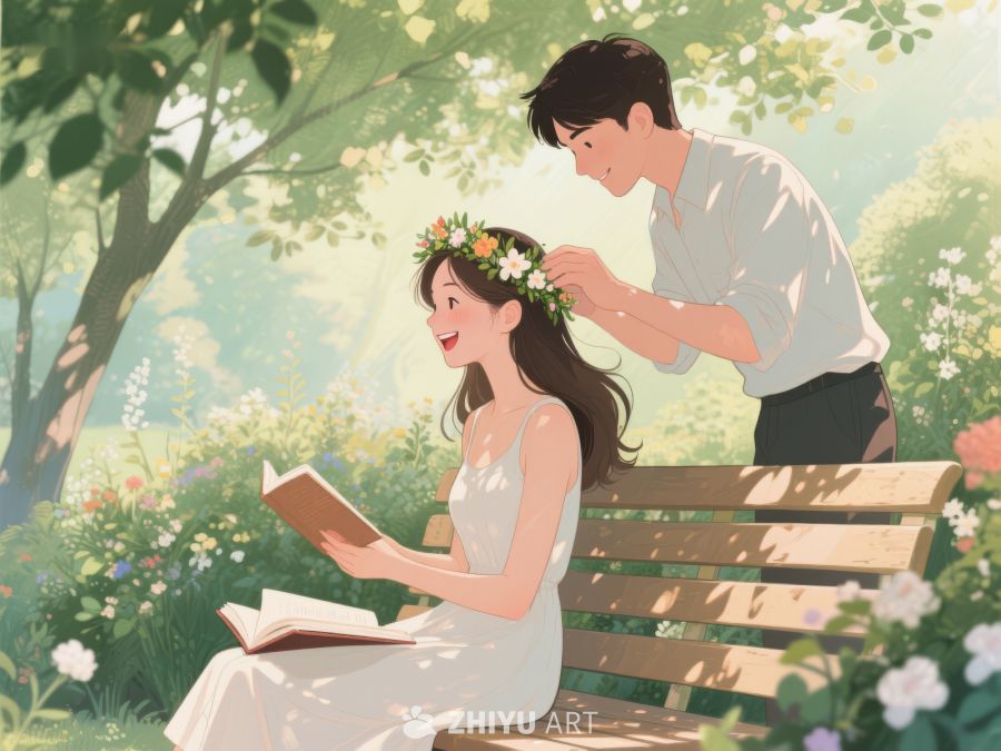 花园中温馨的阅读时光 367